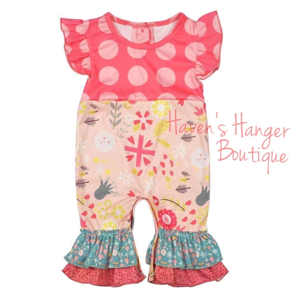 Cute Multi-Print Girl's Infant Capri Romper